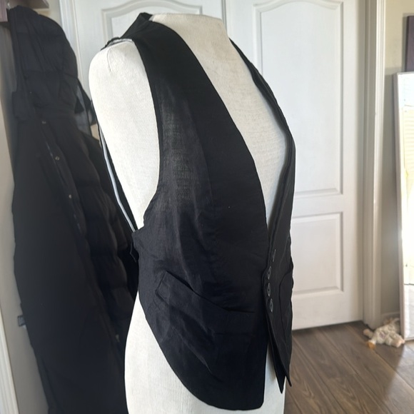Linen black sexy funky open vest size medium - Picture 6 of 12